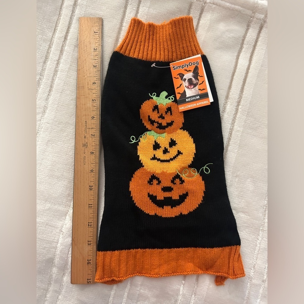NWT Halloween Simplydog Black Orange Small Pet Costume with Pumpkin Design - Picture 12 of 12